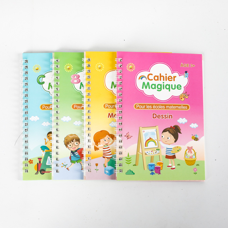 Libro de entrenamiento de control de bolígrafo de ranura para niños franceses Libro de entrenamiento de comercio electrónico transfronterizo cuaderno mágico Diversión para niños pluma dura al por mayor