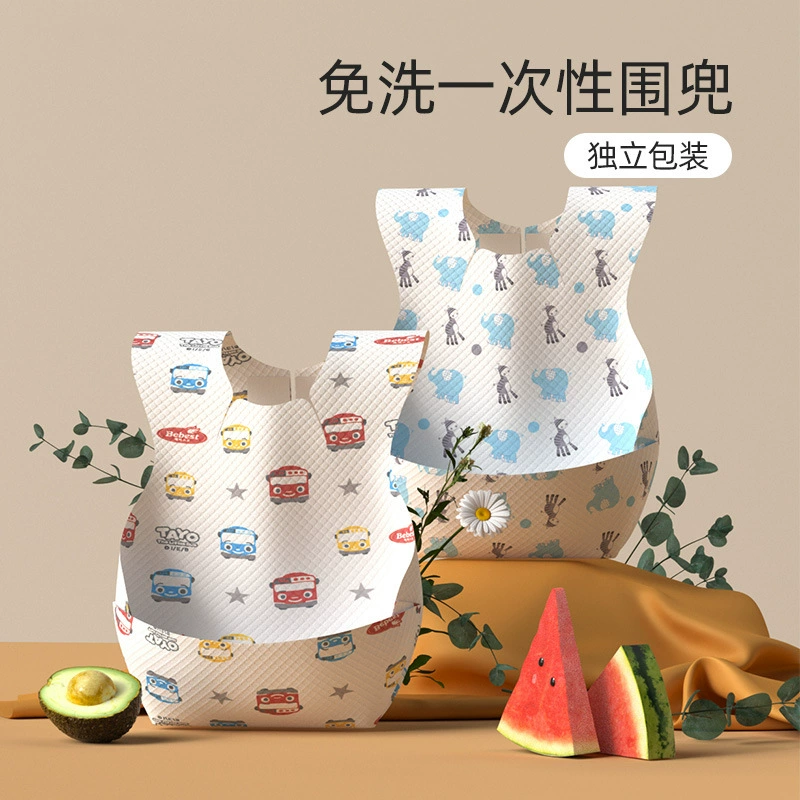 Children's cartoon eating bib non-woven cloth, 10 pieces