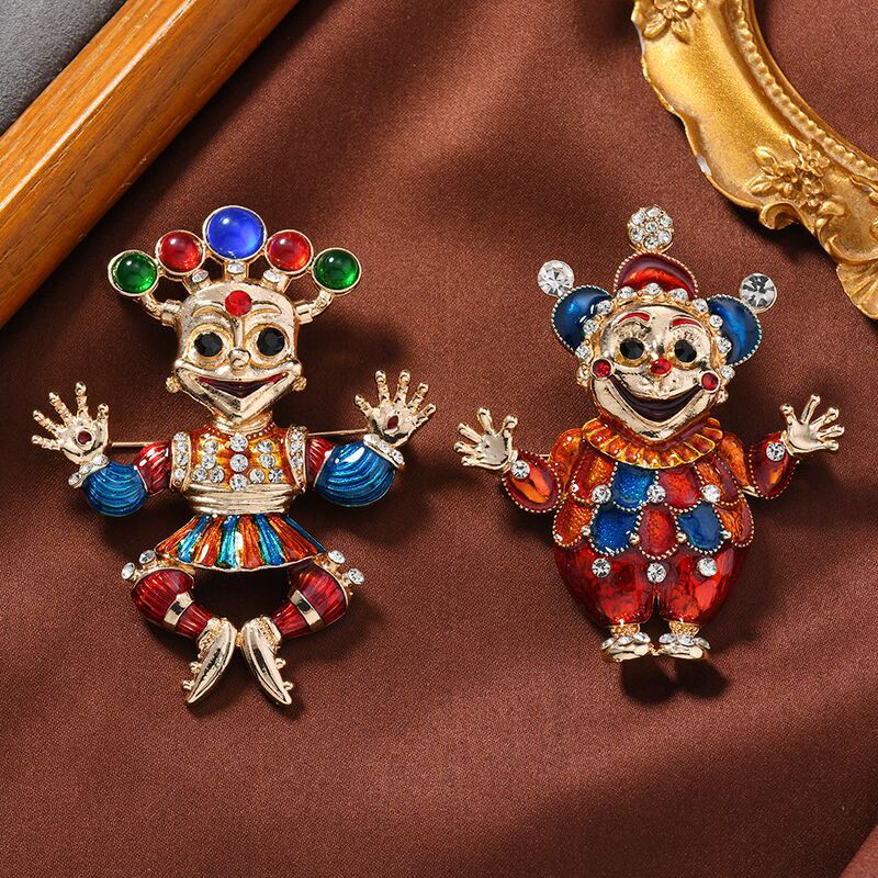 Vintage Glazed Color Personalized Clown Brooch Ins Style Exaggerated Holiday Corsage Anti-running Pin Dual-purpose Coat Accessories Vintage Glazed Color Personalized Clown Brooch Ins Style Exaggerated Holiday Corsage Anti-running Pin Dual-purpose Coat Accessories