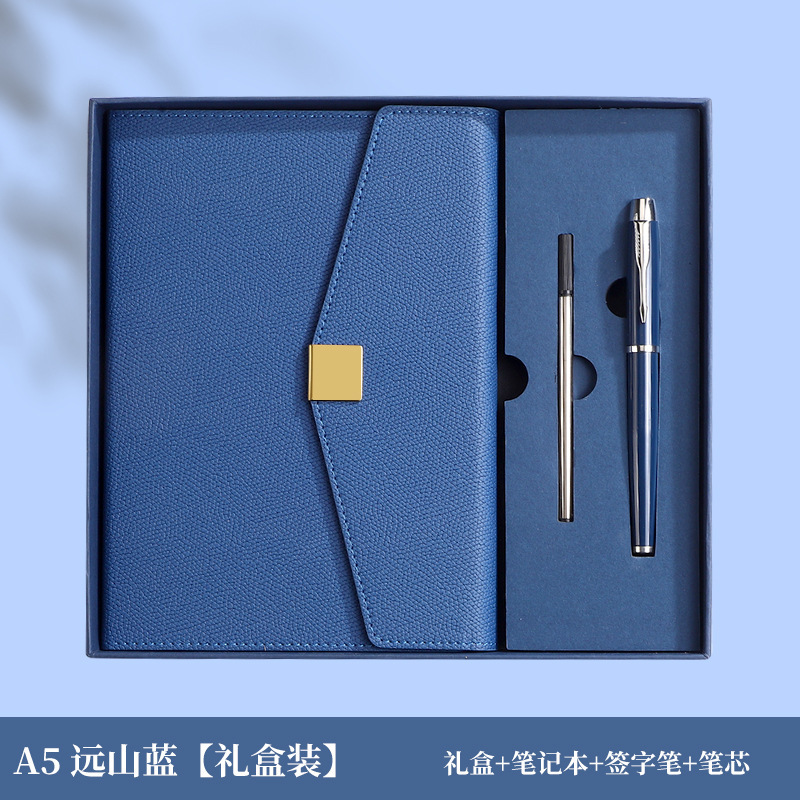 Cuaderno de notas de negocios tri-plegable A5 caja de botón cuadrada puede fijar LOGO alto valor de la cara acompañante de regalo de mano cuaderno de notas de oficina