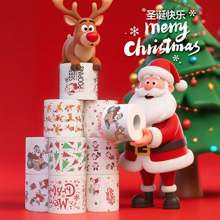 Factory Direct Supply of Cross-Border European and American Christmas Rolls, Colorful Paper Towels, Export Christmas Gifts, Printed Napkins