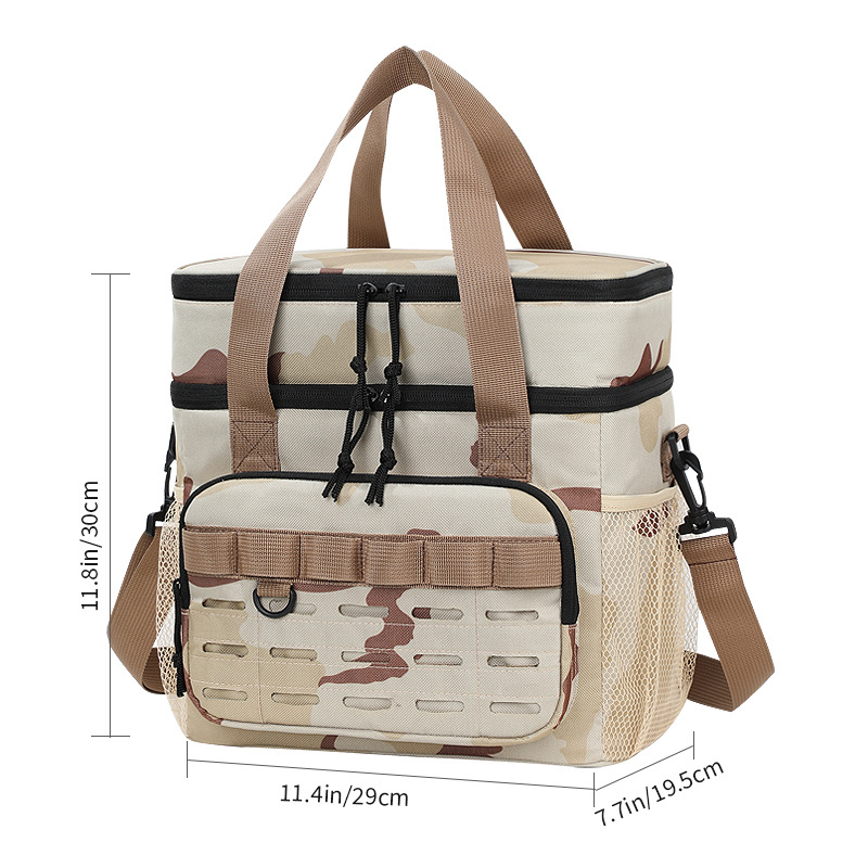 Bolsa de picnic de doble capa camuflada transfronteriza bolsa de aislamiento térmico portátil bolsa de comidas de camping de gran capacidad bolsa de hielo al aire libre bolsa de almuerzo