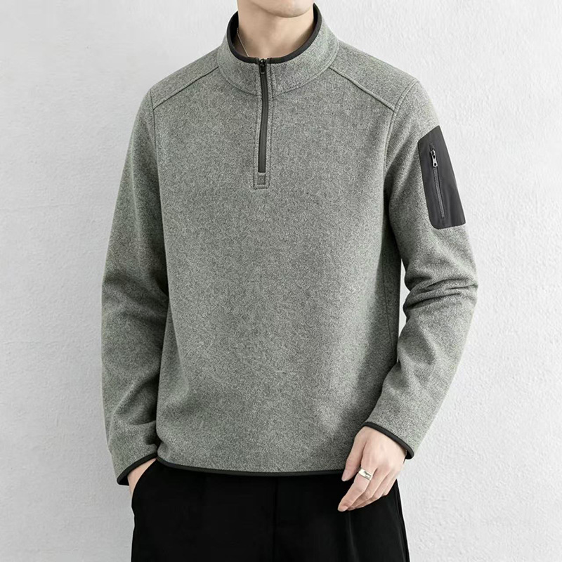 Men's fleece top for autumn and winter, casual sports, stand-up collar, half-zip, relaxed fit, warm, American style, plus size sweatshirt Men's fleece top for autumn and winter, casual sports, stand-up collar, half-zip, relaxed fit, warm, American style, plus size sweatshirt