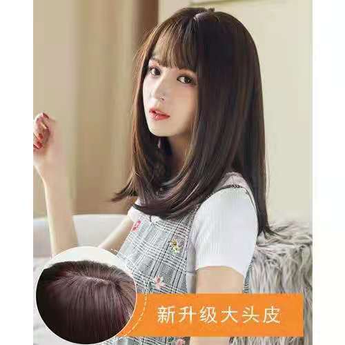 Mengfei wig shawl short hair female bobo short hair medium and long curly hair wig simulated hair round face wig