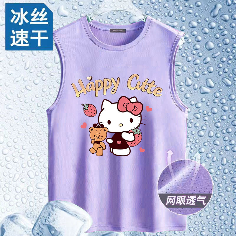 Children's summer thin mesh breathable sleeveless vest, 2026 new style, girls' summer ice silk quick-drying vest, wearable as outerwear