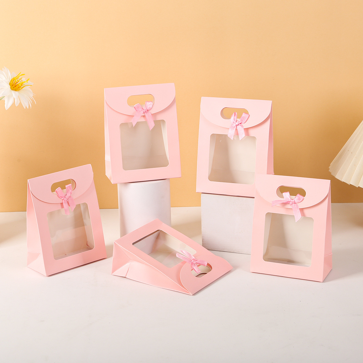 创意蝴蝶结手提袋橱窗透明 ins风格系小清新手拎袋礼物袋现货