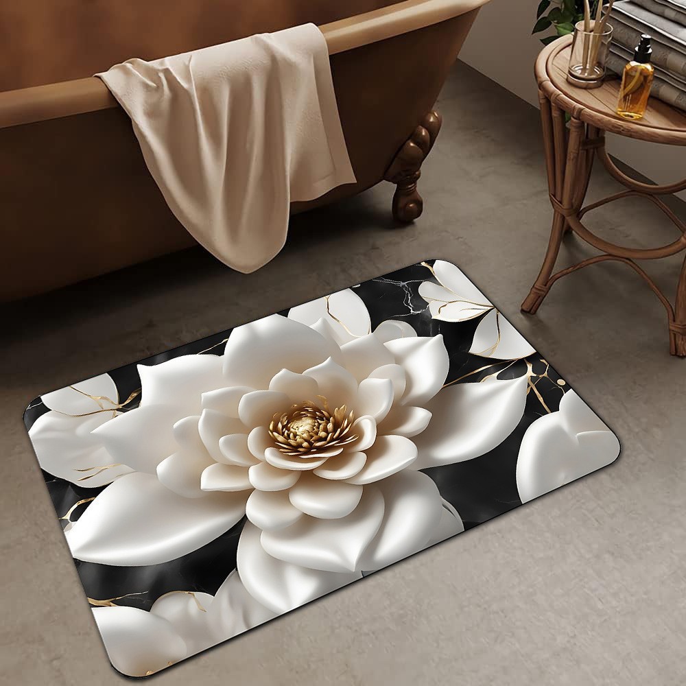 Alfombrilla de barro de diatomeas de flores tridimensionales de lujo ligero transfronterizo, alfombrilla de baño, alfombrilla de pie absorbente y antideslizante para el hogar, alfombrilla de entrada