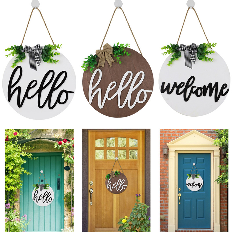 Countryside Style Welcome Front Door Decoration Round Welcome Wooden Hanging Wooden Hanging House Number Crafts Countryside Style Welcome Front Door Decoration Round Welcome Wooden Hanging Wooden Hanging House Number Crafts