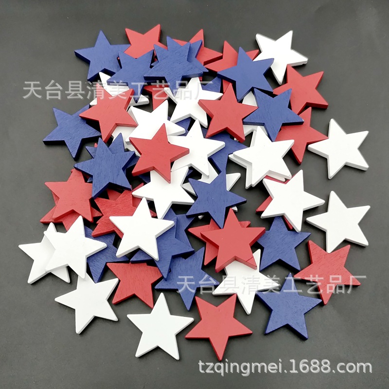 30mm tres colores estrella de cinco puntas colgante decoración de madera 5mm grueso estrella de cinco puntas botones de madera 60 pc/bolsa