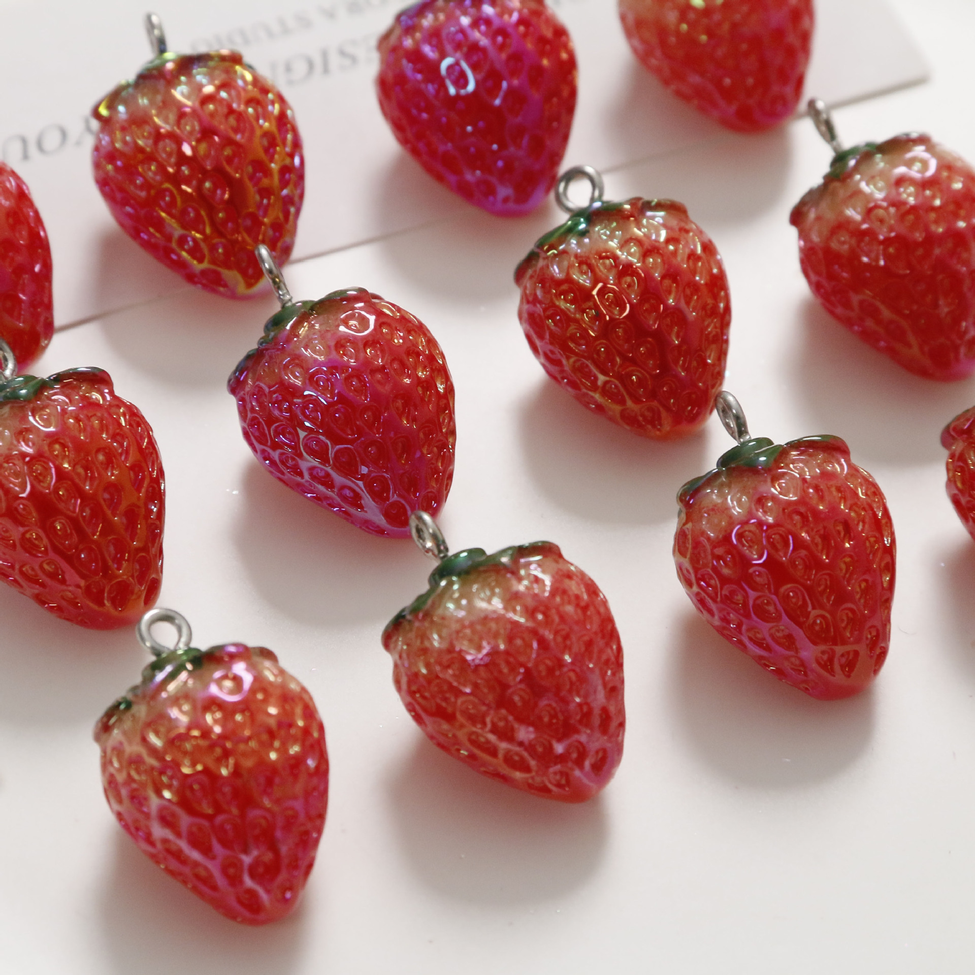 6g Weight Pendant Jewelry Making Type 24*15mm Jewelry Making Size DIY Jewelry Accessories Classification 1 Piece Quantity Resin Material Strawberry Pattern Plating Design Cute, Sweet Style 1 Piece 24*15mm Resin Strawberry Pendant 7