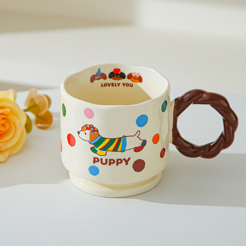 Creativo encantador dibujos animados taza de cerámica Boog taza de alta cara taza de marca taza de pareja taza de agua potable doméstica