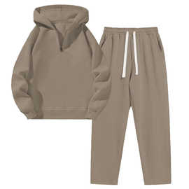 亚马逊独立站女式 2 件套休闲翻领半拉链运动衫和阔腿裤套装