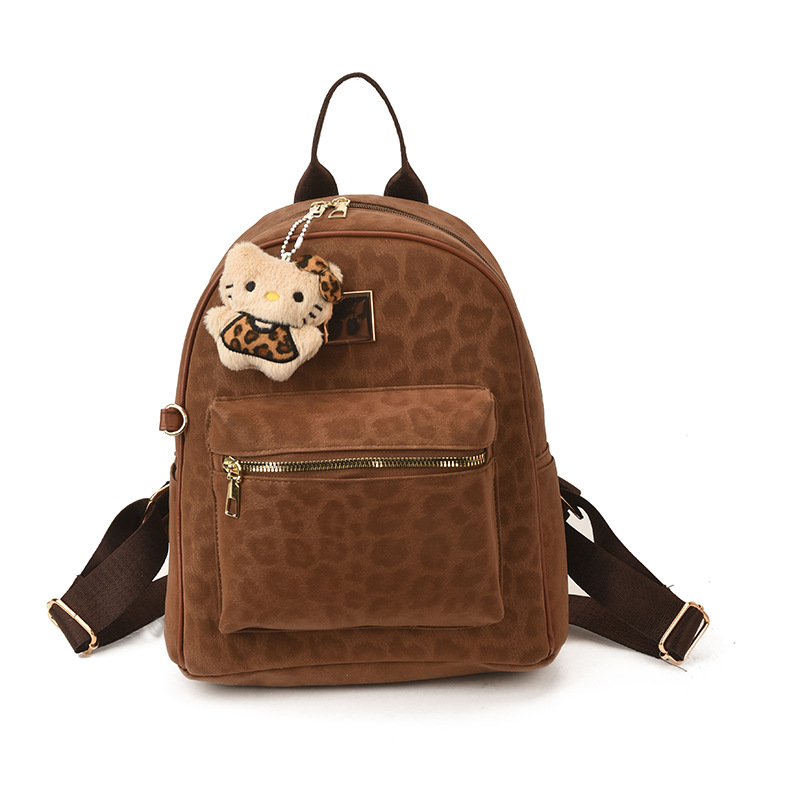Retro lujo ligero leopardo mochila de nicho ligero de gran capacidad mochila de viaje de mujer bolsa de viaje