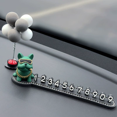 Number Plate Cute Female | Nömrəli dayanma kartı - green-french-bulldog-three-dimensional-diamond-encrusted-parking-sign-mini-gray-and-white-balloon-ornaments