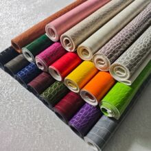 油皮双色鳄鱼纹pu压花纹皮革特殊化妆箱包笔袋鞋材服装玩具面料