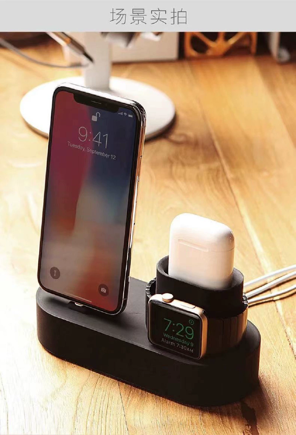 Зарядка совместимая с Apple Watch, силиконовый ремешок/трубка, для iPhone, 3 в 1