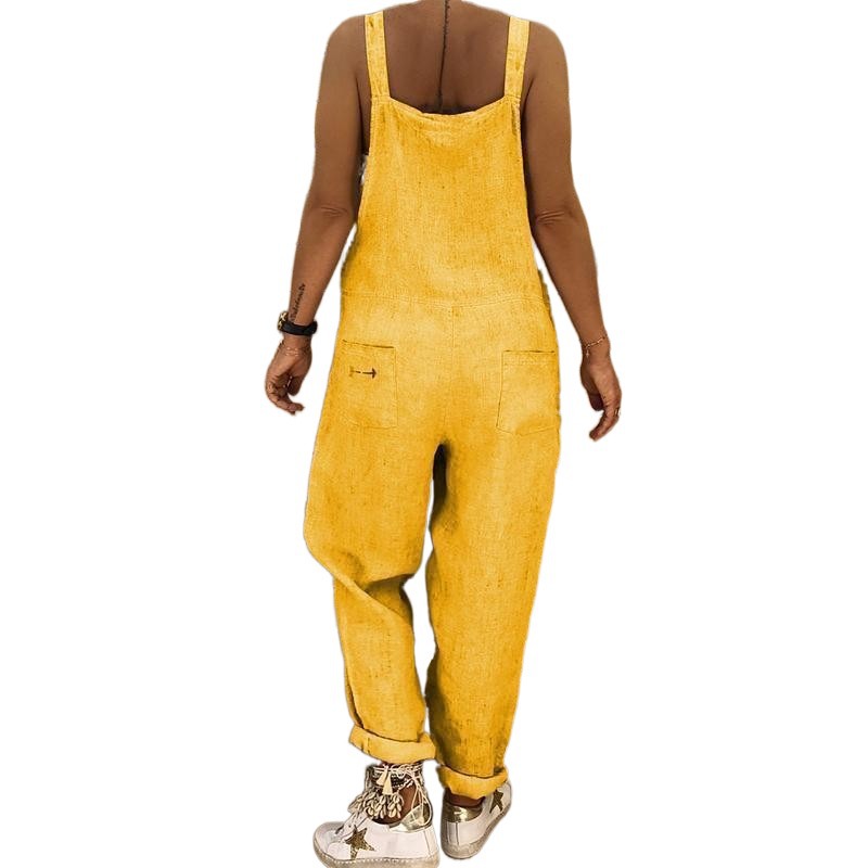 Venta caliente Ebay Amazon deseo mono de las mujeres impresión del comercio exterior gran tamaño algodón Lino pantalones la liga en stock