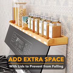 竹製オーブン棚磁気キッチンかまどトップ棚香料棚二重木製かまど調味料棚