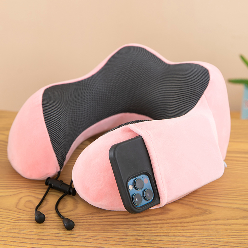 Almohada en forma de U de negocios, almohada para el almuerzo de oficina, viaje de negocios, almohada para el cuello de rebote lento, almohada en forma de U de espuma con memoria de joroba