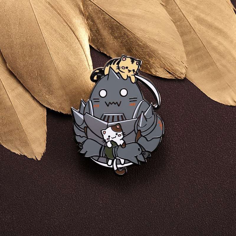 New Anime alvons and Kitten cute brooch steel alchemist Edward pin enamel badge