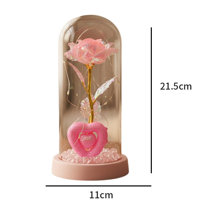 Caja de regalo de rosa de oro transfronteriza cubierta de vidrio acrílico regalo de San Valentín imitación de flores adornos de regalo eterno