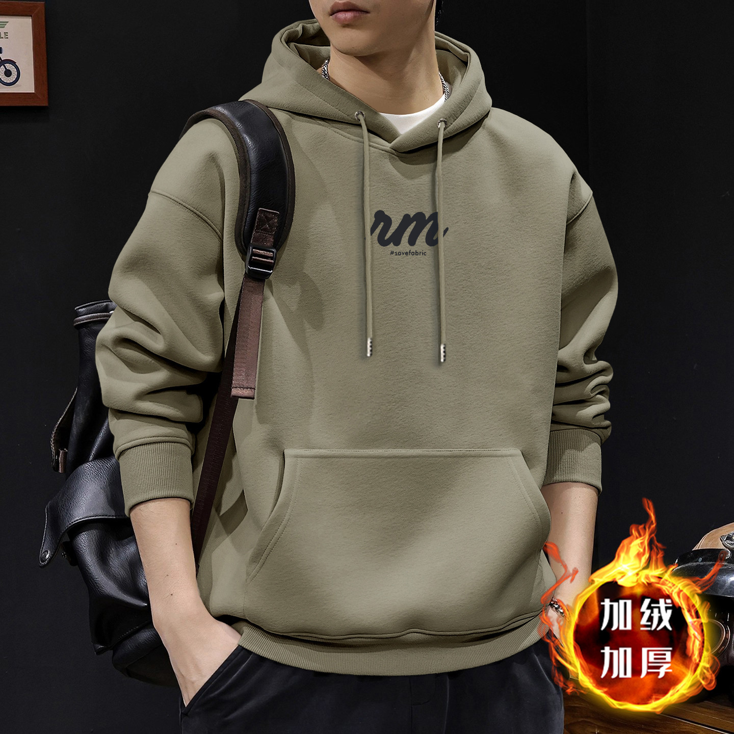 Suéter hombre encapuchado primavera y otoño estilo americano pesado pesado invierno más chaqueta de terciopelo nuevo abrigo de hombre de otoño