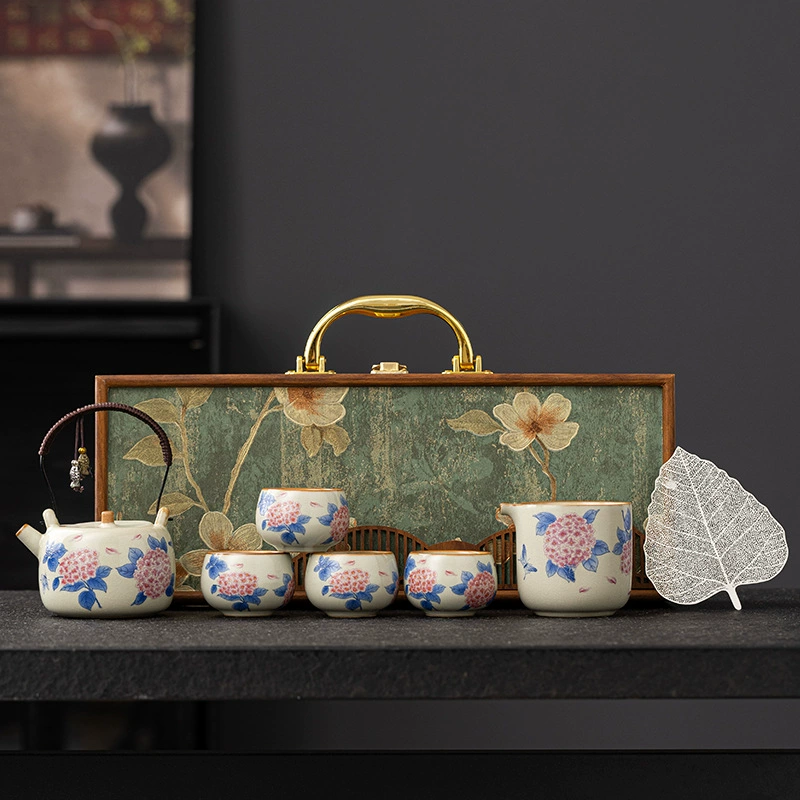 Tea set, gift box, retro teapot, ceramic tea cup, Chinese style