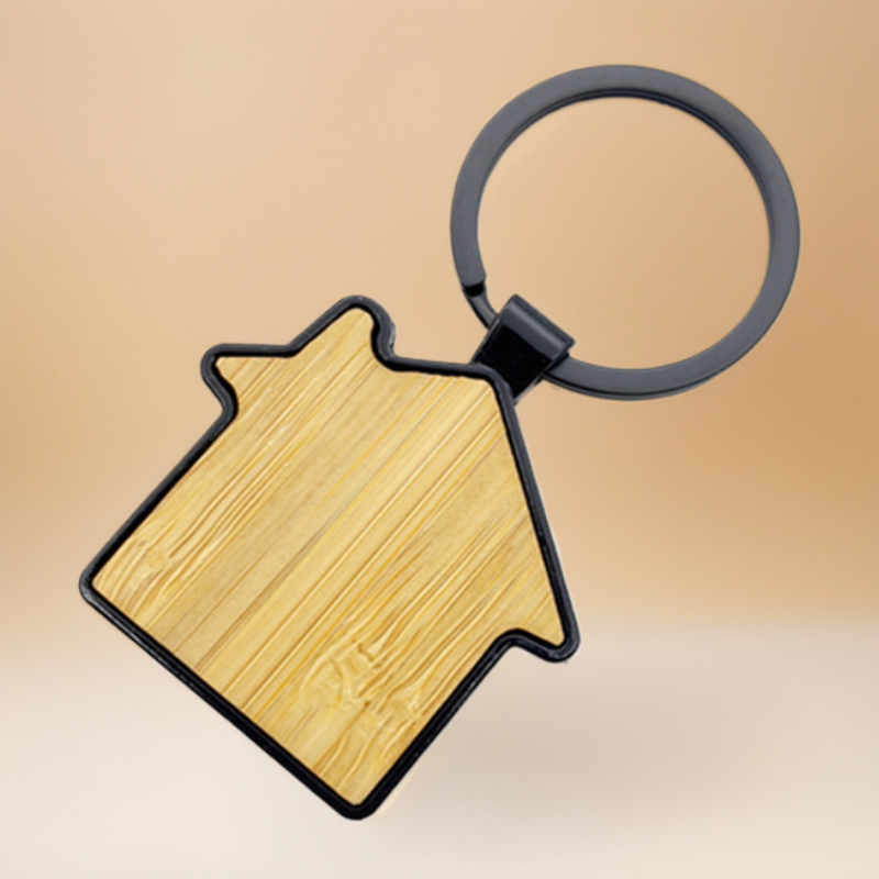 Cross-Border Metal House-Shaped Keychain with Double-Sided Engraving Logo Promotional Gift Zinc Alloy Business Giveaway