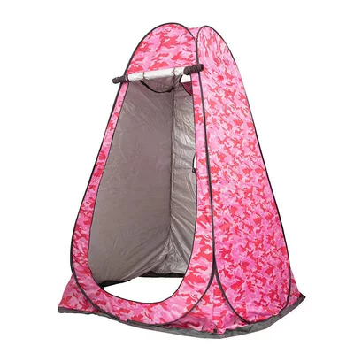 Avtomobil dam çadırları: Camping Beach Tent - pink-camouflage-silver-coated-2-windows-single-person