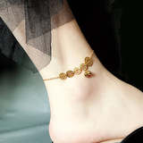Сексуальный браслет на ногу из нержавеющей стали, брендовый колокольчик, медные монеты, в корейском стиле, простой и элегантный дизайн, золото 750 пробы, популярно в интернете