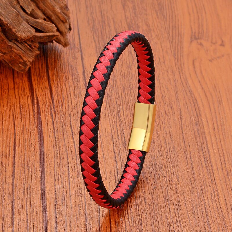 Cross-Border New Product Simple Leather Bracelet Ready for Men Trendyy Multi-Strand Leather Rope Braided Stainless Steel Magnetic Buckle Bracelet