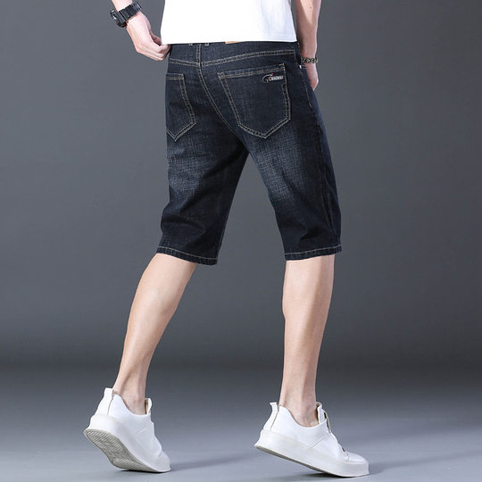 Summer thin cropped pants men's straight men's Denim shorts stretch slim summer youth pants wholesale breeches