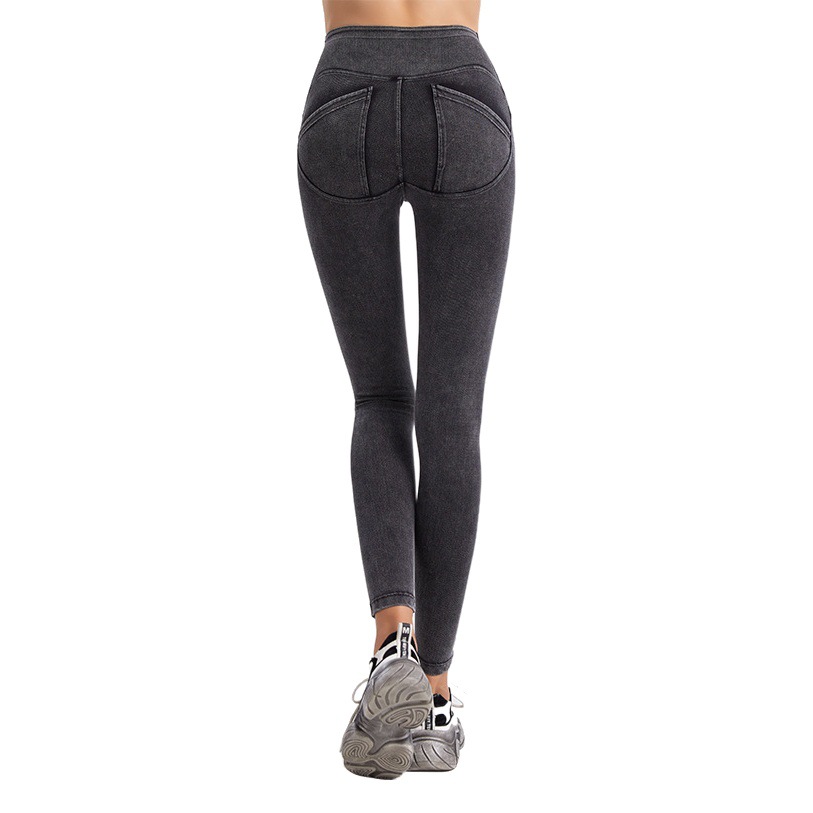 Transfronterizo nueva cintura alta adelgazamiento cadera levantamiento yoga jeans mujeres apretado estiramiento bolsillo deportes casual lápiz Pantalones