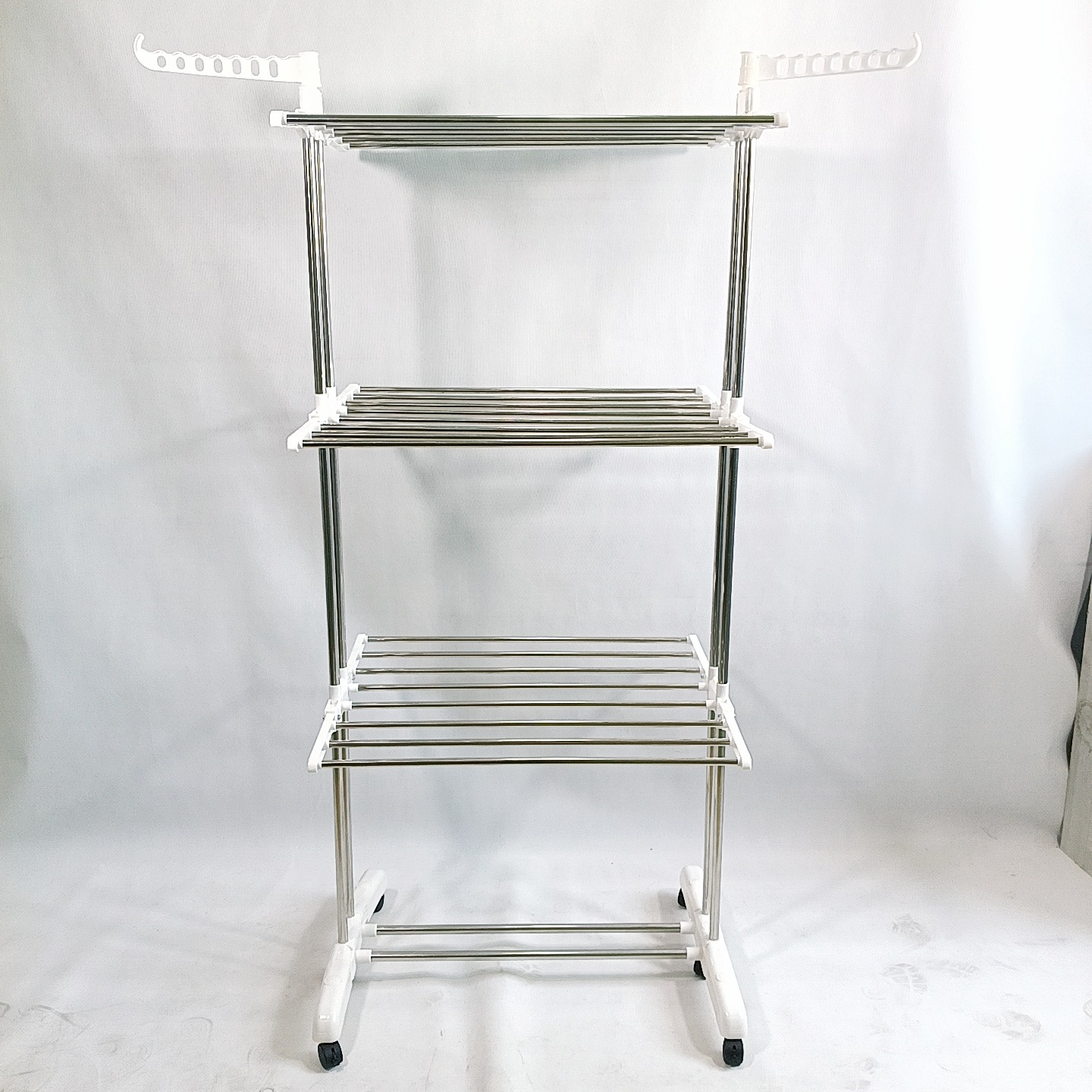 Perchero de secado de tres capas móvil perchero de secado plegable de piso al por mayor