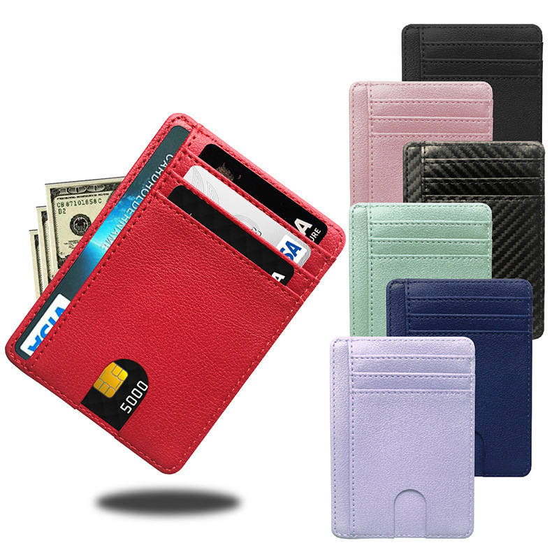 Funda portátil de cuero sintético para tarjetas de crédito con múltiples ranuras, tarjetero antirrobo para tarjetas bancarias e identificación, multicolor._voghion.com