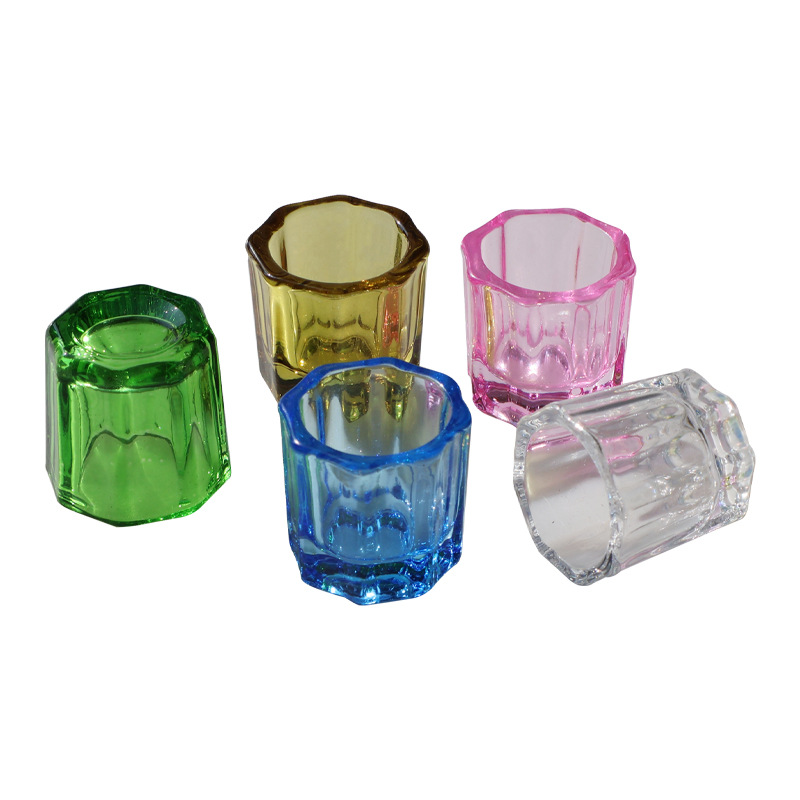Dental taza octogonal borde adhesivo en polvo taza de mezcla de vidrio taza de mezcla taza pequeña taza oral auto-curado herramienta de manicura vino