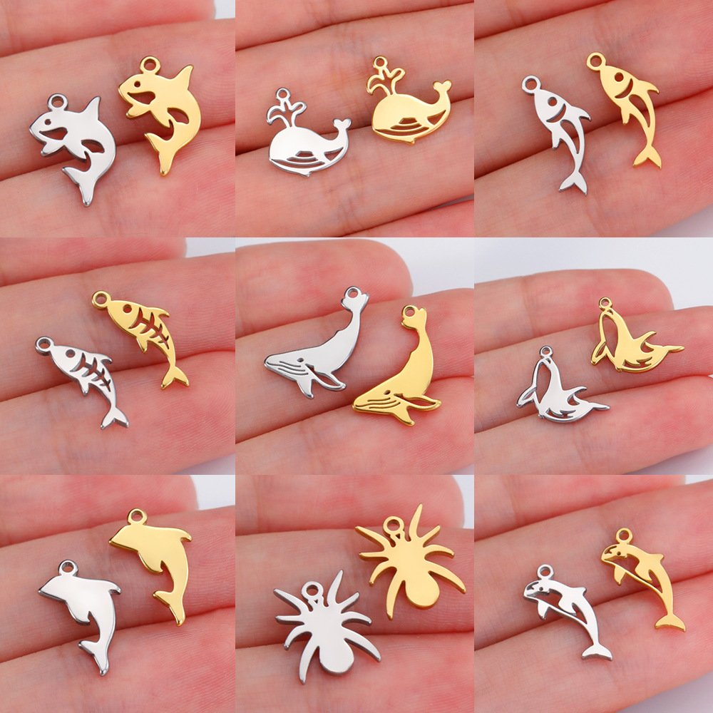 1g Weight Pendant Jewelry Making Type DIY Jewelry Accessories Classification 1 Piece Quantity 304 Stainless Steel Material Spider, Fish, Whale Pattern All Seasons Season Plating Design Simple Style Style 1 Piece 304 Stainless Steel Spider Fish Whale Pendant 无