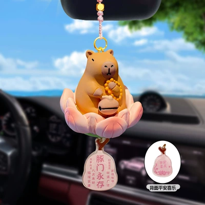 Original Buddha Department Good Luck Car hanging - original-good-luck-lotus-buddhist-car-hanger-capybara-opp-bag-packaging