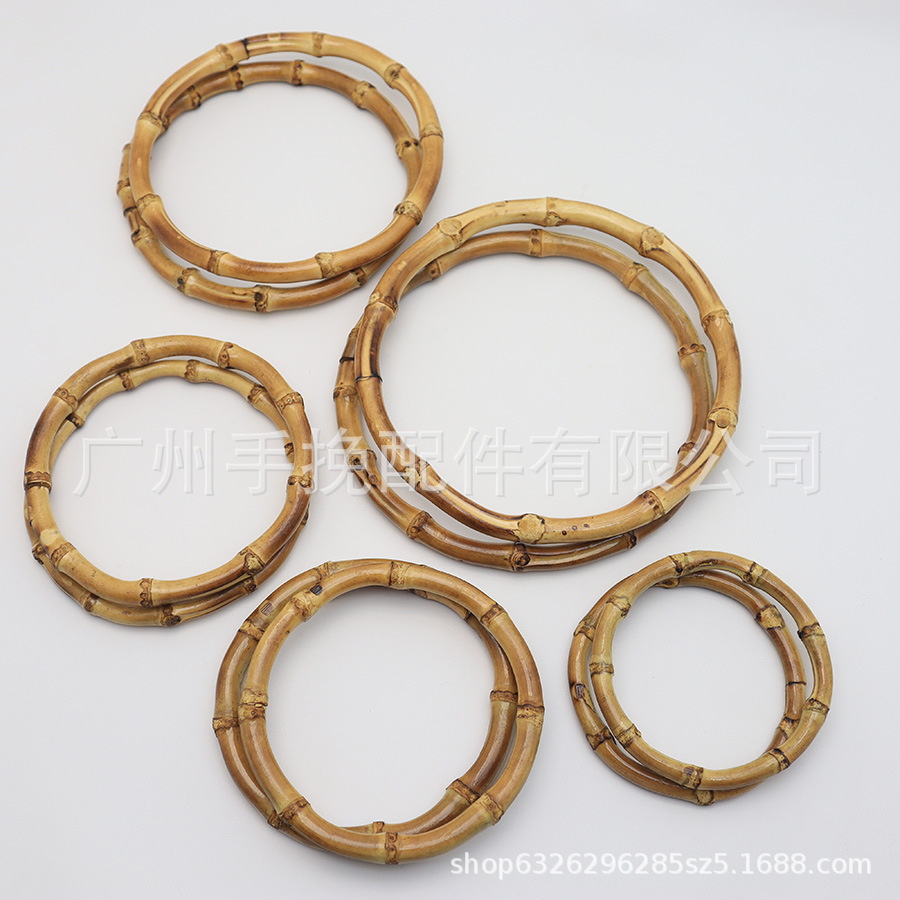 大量现货竹节圆圈提手 伴手礼盒圆形拎环 真竹节手柄天然竹环把手
