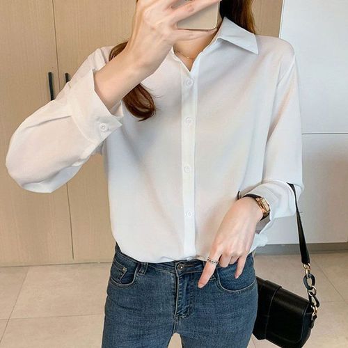 French-style white women's shirt for autumn 2025, autumn/winter professional attire, temperament long-sleeve commuting casual innerwear top