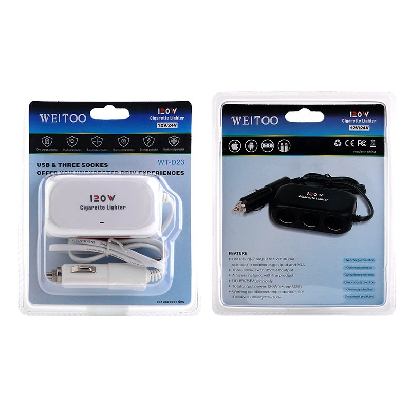 Cigarette liter one drag three multi -function plug, one drag, two multi -use conversion rotor vehicle fast charger
