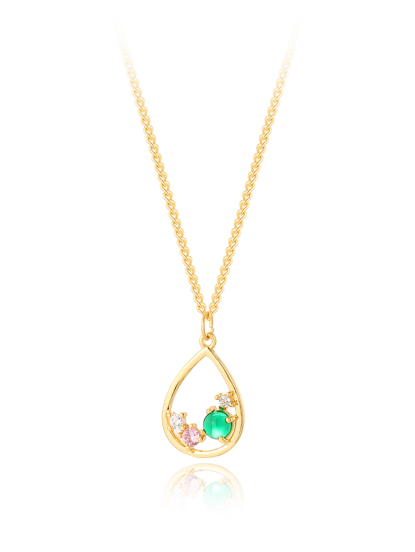 Mother's Day Valentine's Day Copper Plated 18k Gold Water Drop Zircon Necklace display picture 2