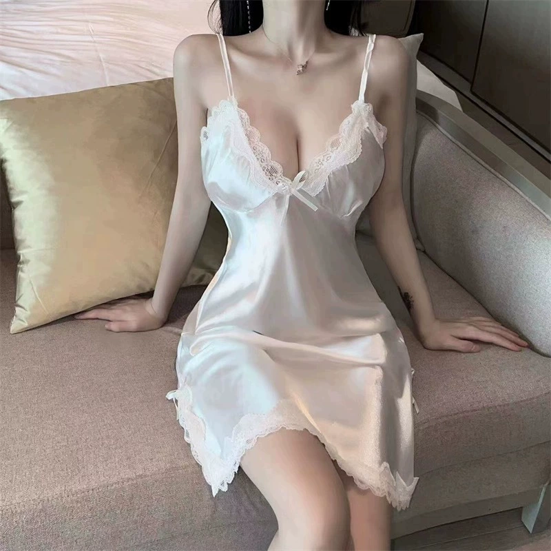 Летний шелковый топ с чашечками, сексуальный кружевной тонкий pijama, утягивающий эффект, V-образный вырез