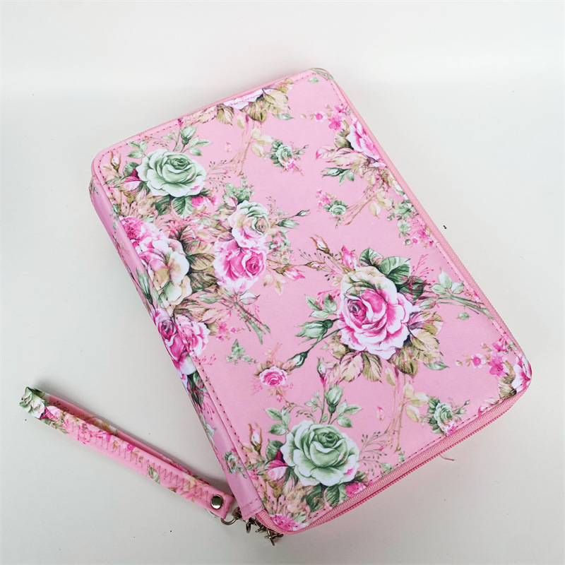 Bolsa de lápices multicolor con estampado de tela Oxford, bolsa de papelería para estudiantes, bolsa de lápices de almacenamiento de pintura artística con 200 agujeros, cremallera portátil