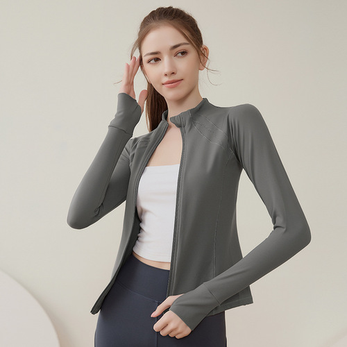Cross-border fitness internet celebrity slim zipper sports jacket long-sleeved quick-drying tight-fitting running yoga wear autumn and winter top