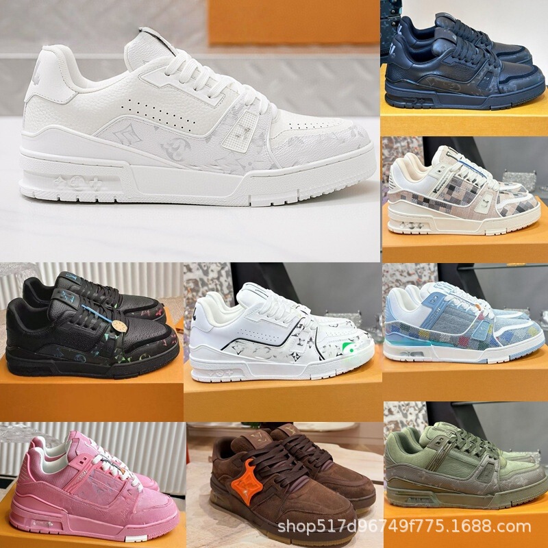 25 Autumn and Winter Cowhide Donkey Sneakers Limited Edition Pure Original Empty Rubber Gradient Printed Dad Shoes Couple Casual Sneakers