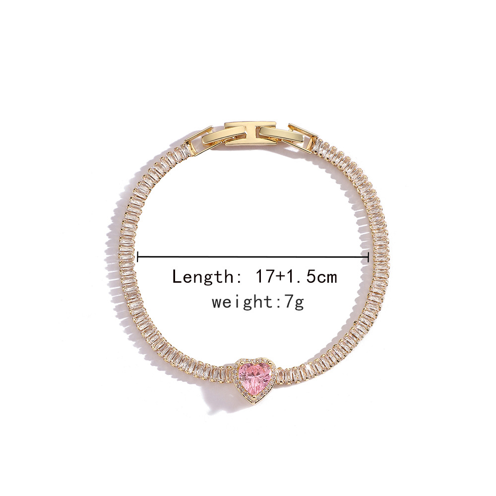 11g Weight Zircon Inlay Material Bracelets Classification Copper Chain Material 1 Piece Quantity Daily Occasion Copper Material Water Droplets, Heart Shape, Flower Pattern Women's Gender Inlay Design Shiny, IG Style Style Copper Inlay Water Droplets Heart Shape Flower Zircon Copper Bracelets 16