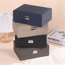 现货双层首饰盒绒布首饰收纳防尘高档带锁项链耳饰戒指收纳盒子