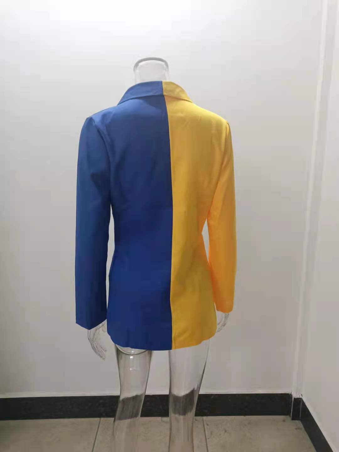 V-neck Cardigan Blazer Professional Wear For Women Patchwork Style_voghion.com
