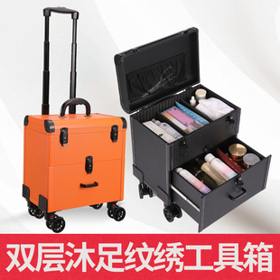 Professional large-capacity tattoo medical beauty door-to-door beauty beauty makeup technician upper clock pull rod universal wheel tool box